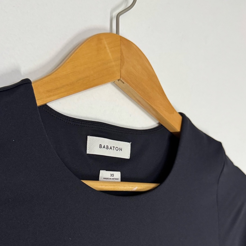 Aritzia Babaton Original Long Sleeve, Contour Crew, Black Mini Dress, XS - Picture 5 of 8